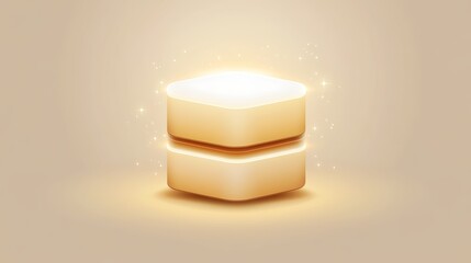 Golden Glowing Cube   D Abstract Background  Luxury Design