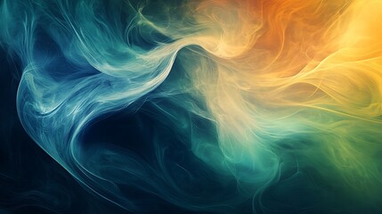 Obraz premium Abstract swirling teal and gold ethereal cloudscape