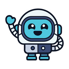 Cute Robot Mascot Vector Design.
