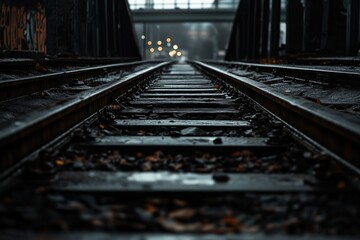 Train rails over the bridge.