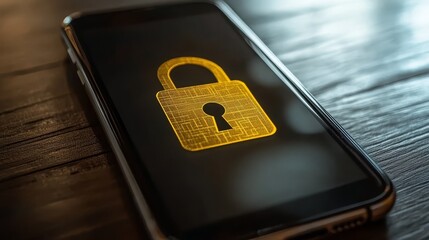 Smartphone Security  Digital Lock on Mobile Screen