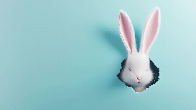 white rabbit on blue background