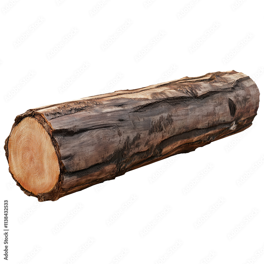 Poster log showing growth rings isolated on transparent background