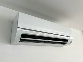 Angled View of Wall-Mounted Air Conditioner Unit