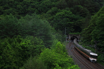  新緑の中央西線を駆け抜ける383系特急ワイドビューしなの_2023/7/1撮影