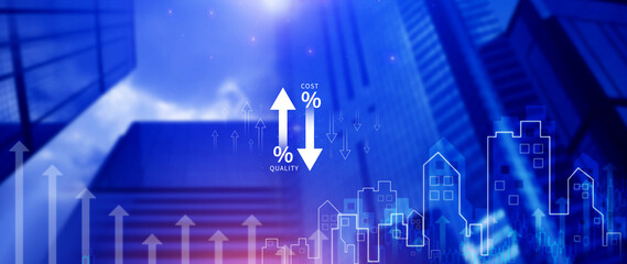 Cost and quality control concept. Quality increase and cost optimization for products or services to improve efficiency, Effective business, Efficient Risk, Cost report