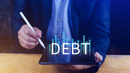 Debt growth and percentage for debt reduction concept, growth of public debt, Delve deeper the...