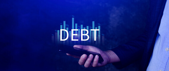 Debt growth and percentage for debt reduction concept, growth of public debt, Delve deeper the...
