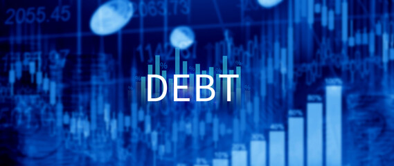 Debt growth and percentage for debt reduction concept, growth of public debt, Delve deeper the complex concept of debt and significant impact on effectively managing personal finances.