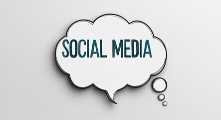 social media artistic lettering on speech thought bubble in plain white background