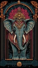 Obraz premium Ornate Elephant Adorned In Regal Indian Attire