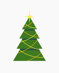 Christmas tree. Simple vector color illustration on a white background.