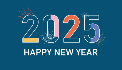 2025 New Year logo. Holiday greeting modern card. Vector illustration. Holiday design for flyer, greeting card, invitation, calendar, etc. Vector illustration.
