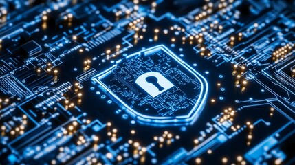 Fototapeta premium Cyber Security Shield Digital Data Protection Concept