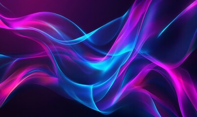 Abstract Blue and Pink Neon Wave Pattern