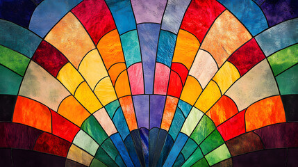 Obraz premium Dynamic Art Deco Stained-Glass Window Design with Spectacular Bold Patterns and a Colorful Spectrum