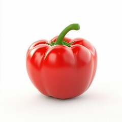 Fresh and Vibrant Red Bell Pepper on a Clean White Background Perfect for Culinary Imagery, Healthy Eating, Organic Cooking, and Colorful Food Presentations