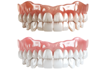 PNG of before and after white teeth isolated on a transparent background for dental or cosmetic treatment visuals.