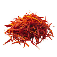 Vibrant saffron strands for culinary use. transparent background