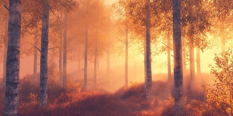 sunset in the forest