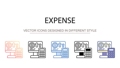 Expense icon design with white background stock illustration