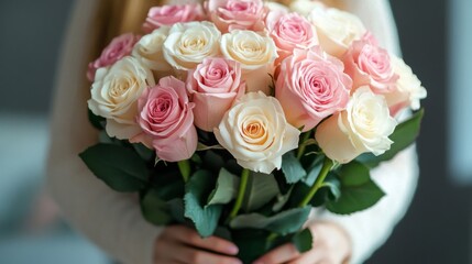 Obraz premium A Lovely Bouquet of Pink and White Roses