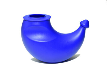 Nasal lavage vessel. Medical equipment for nasal lavage on a white background. Treatment of sinusitis.