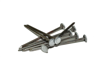 Nails with wide heads for fastening slate on a white background.