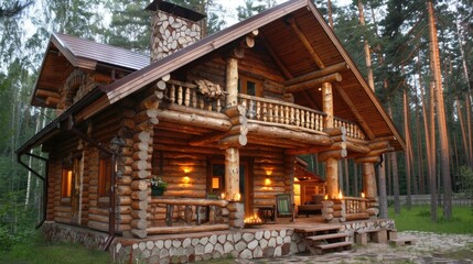 Log House Vacation Cabin with Porch in Beautiful Outdoor Setting