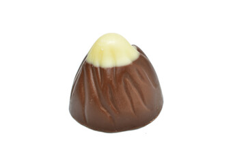 Chocolate candy with nut filling on PNG background.