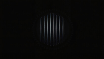 Obraz premium Geometric illustration of a metallic grid, sleek and industrial design, on a black background