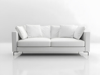 Fototapeta premium White soft comfortable sofa on a white background. Neural network AI generated art