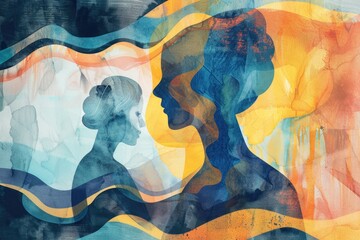 Fototapeta premium Mental Health Illustration. Abstract Illustration of Introspection and Self-Examination