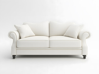 Fototapeta premium White soft comfortable sofa on a white background. Neural network AI generated art