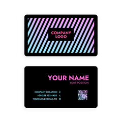 cool modern business card design in gradient with pink and blue on a transparent background and with shadow