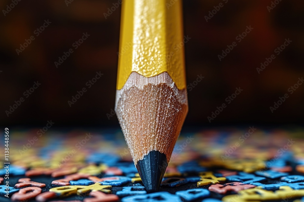 Poster close-up of a pencil with handwritten text and letters