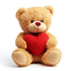 Obraz premium Teddy bear holding a heart isolated on white background