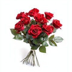 Red rose bouquet isolated on white background