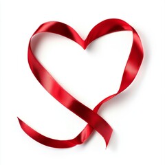 Red ribbon bow isolated on white background