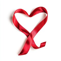 Red ribbon bow isolated on white background