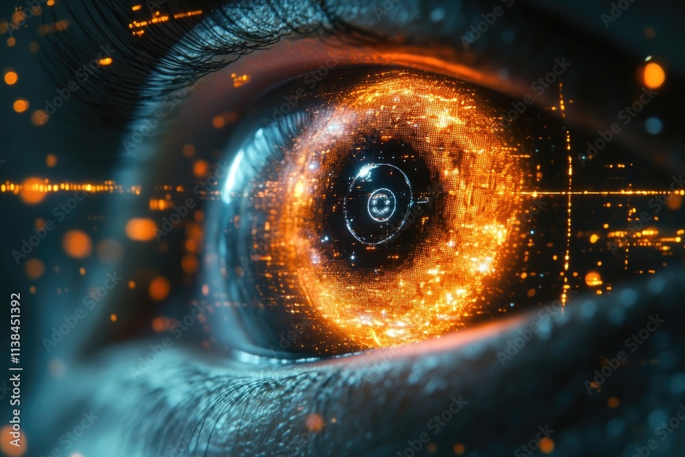 Poster a close-up shot of an individual's eye, great for use in portraits or as a symbol for insight and un