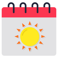 Summer calendar icon in vector design