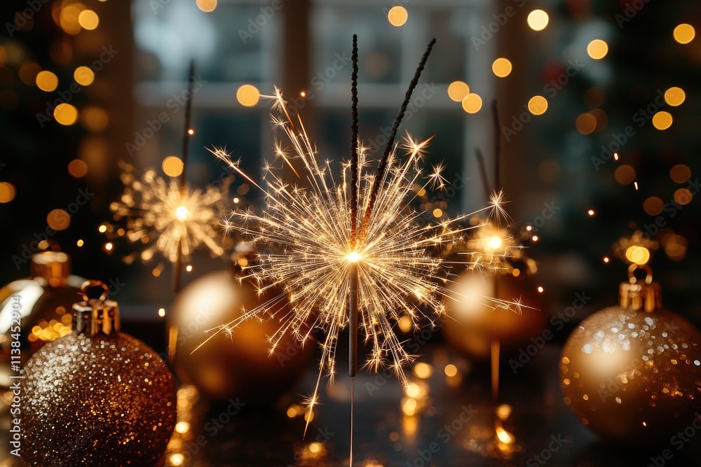Poster sparkling ember on a table top