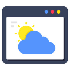 Online weather forecast icon in flat design available for insane download