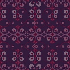 Fototapeta premium Elegant Purple Floral Pattern: A seamless, intricate design featuring a repeating pattern of stylized flowers and swirls in rich shades of purple.
