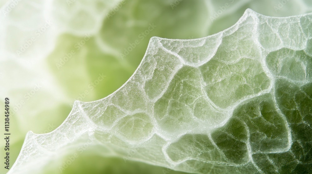 Poster close-up of translucent leaf structure showcasing intricate patterns and textures.