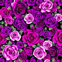 Purple Roses Romance: A captivating seamless pattern of lush purple roses in varying shades, creating a romantic and luxurious floral design. Perfect for fabrics, wallpapers, and more. 