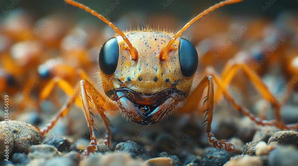 Aufkleber close-up view of an ant showcasing its detailed features and texture.