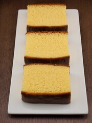 달콤한 노란색 카스테라 케이크, 간식