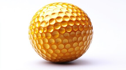 Golden golf ball with dimples.